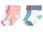 Set babysokjes in roze en blauwe tinten.
