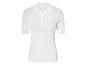 Wit geribbeld poloshirt met korte mouwen.