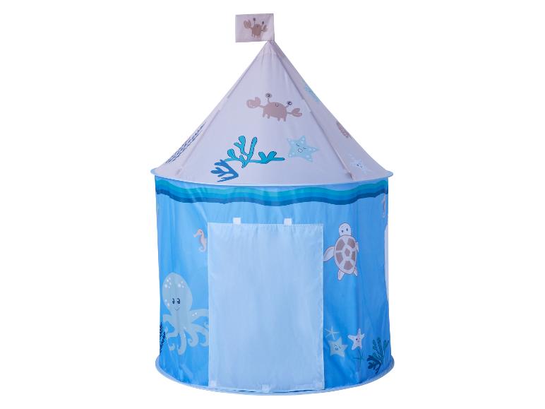 Blauwe speeltent met zeedieren en koraalontwerp