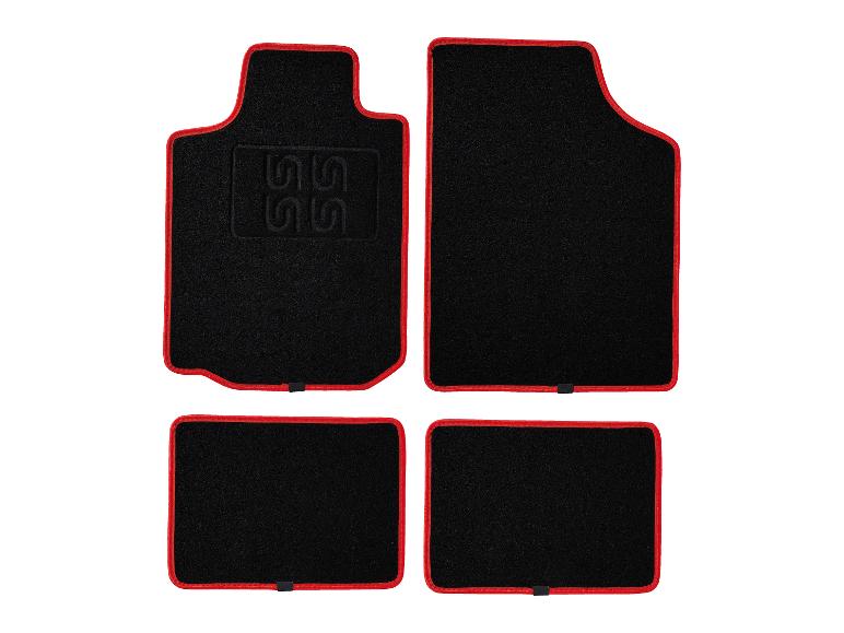 Zwarte automatten met rode rand.