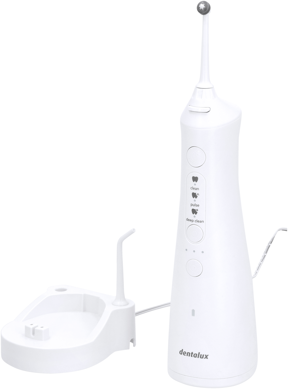 DENTALUX Waterflosser, 3 standen, monddouche met 2 opzetstukken (wit)