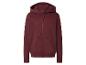 Bordeauxrode hoodie met rits en zakken.