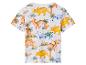 Wit kinder T-shirt met korte mouwen en dinosaurus- en palmbomenprint.