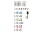 Set schroevendraaierbits en doppen, inclusief Phillips, platte en Torx bits, en een adapter.