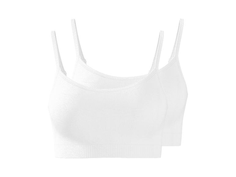 Set van twee witte geribbelde sportbeha's voor dames