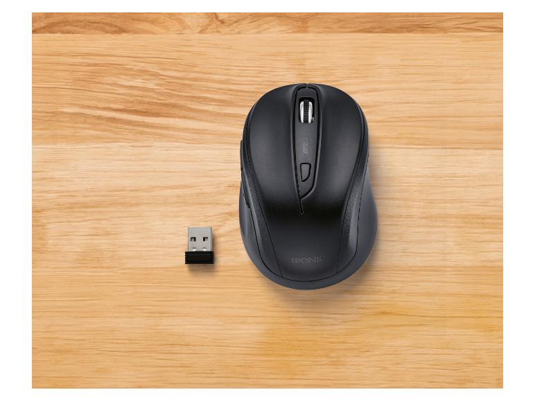 Draadloze Tronic muis en USB-ontvanger.