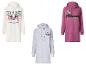 Drie Disney hoodie-jurken: wit Mickey Mouse, grijs Stitch en roze Minnie Mouse.