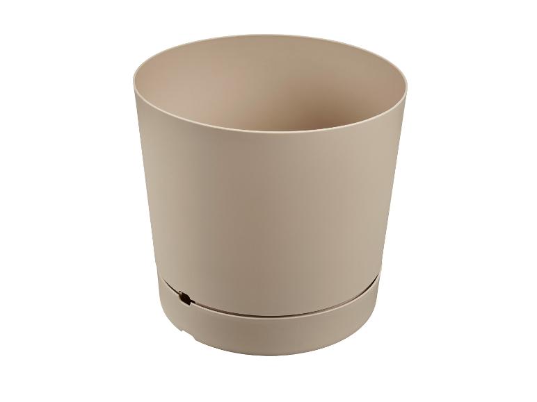 Beige ronde bloempot met zelfbewateringssysteem