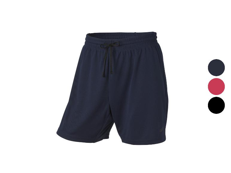 Donkerblauwe herensportshort met trekkoord, ook verkrijgbaar in rood en zwart.