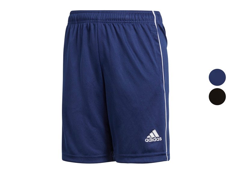 Blauwe Adidas trainingsbroek met witte details.