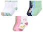 Drie sets van vijf paar babysokjes in diverse kleuren en patronen.