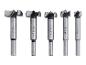 Set van vijf houtboortjes met diameters van 15mm, 20mm, 25mm, 30mm en 35mm.