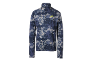 Heren sportshirt met lange mouwen en rits, met blauw en wit camouflagepatroon.