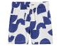 Kinder shorts met blauw-wit geometrisch patroon.