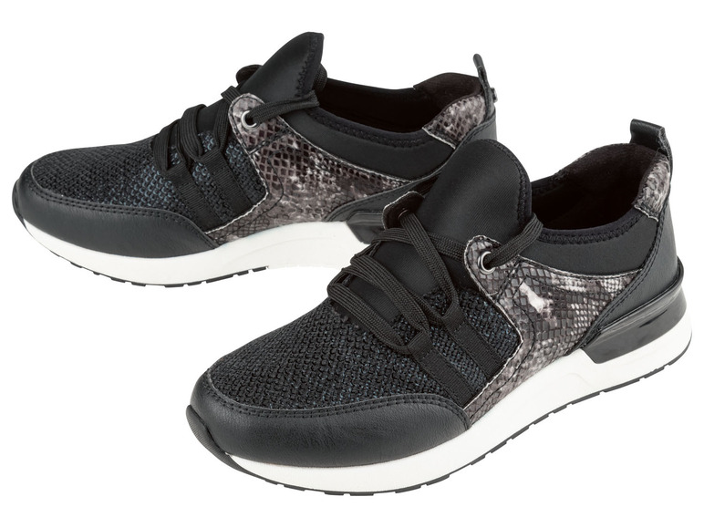 Footflexx Dames sneakers met Footflexx-zool en G-w (38, Zwart/reptiel)