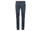 Donkerblauwe skinny jeans.