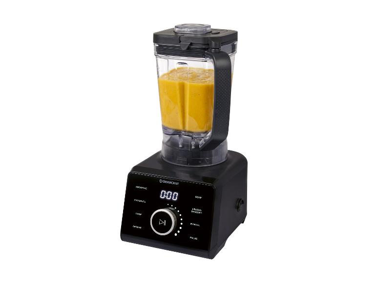 Zwarte blender met gele drank, digitaal scherm en aanraakbediening