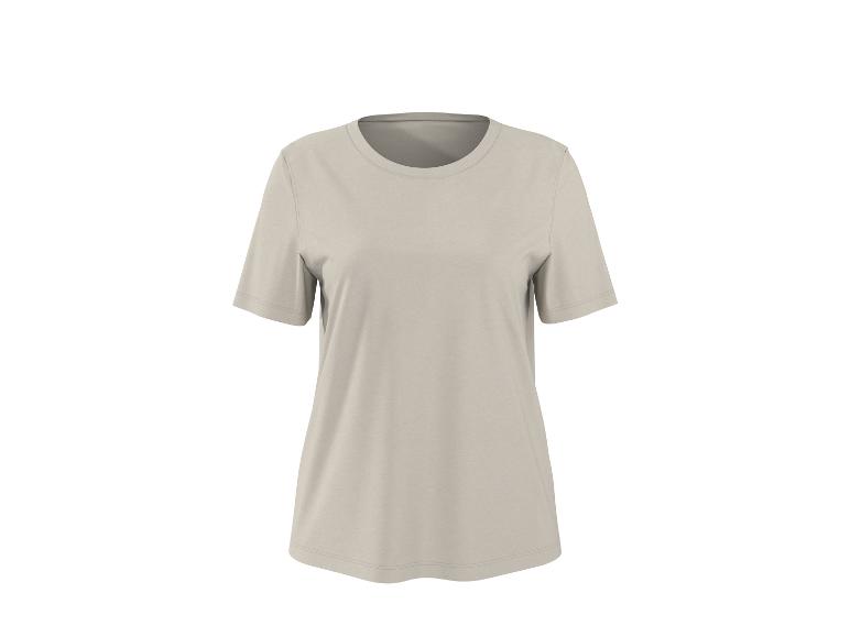Beige dames T-shirt met korte mouwen en ronde hals