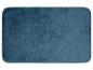 Rechthoekige blauwe badmat met afgeronde hoeken.