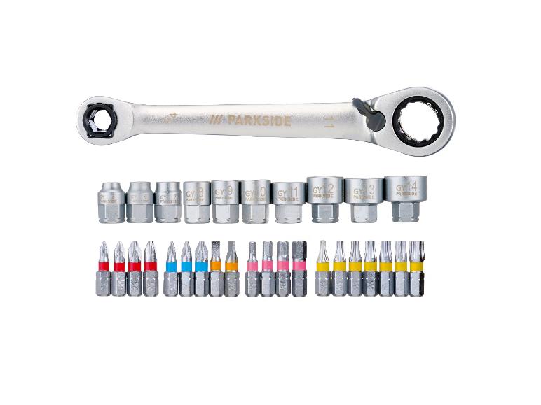 Parkside ratelsleutel met bits en doppen