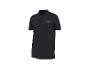 Zwart heren poloshirt met korte mouwen en kleine gouden opdruk.