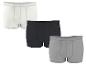 Driepak heren katoenen boxershorts in wit, zwart en grijs.