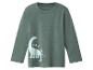 Mintgroen kinder-T-shirt met lange mouwen, dinosaurusprint en de tekst 