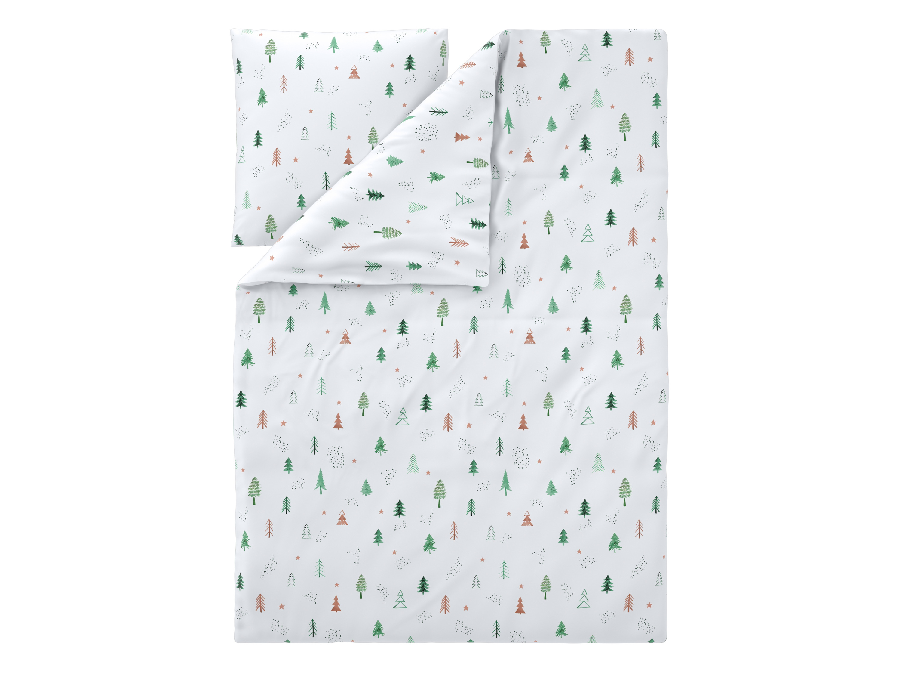 LIVARNO Flanellen dekbedovertrek 140 x 200 cm (Dennenboom groen) afbeelding