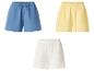 Drie mousseline shorts in blauw, geel en wit.