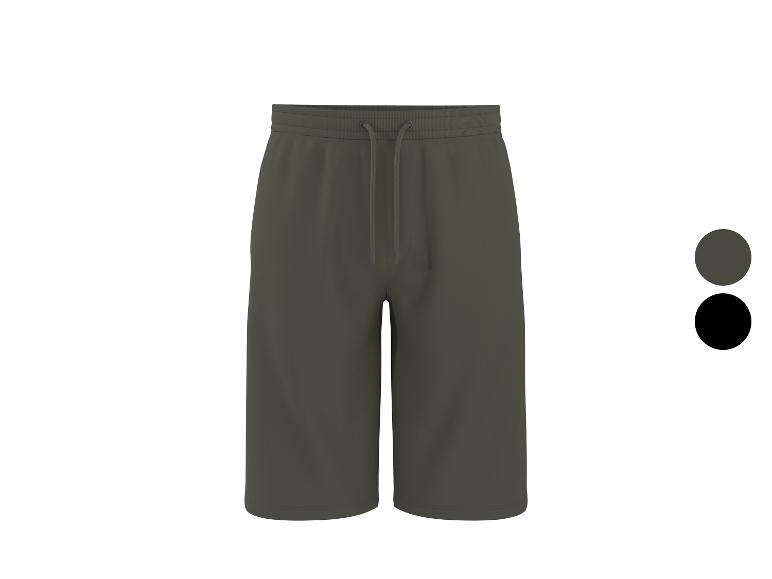 Khaki heren sweatshorts met een zwarte kleurvariant.