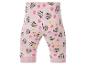Roze baby legging met muisfiguren en bloemenpatroon.