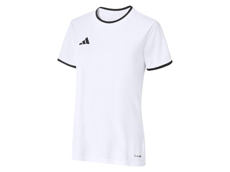 Wit sport T-shirt met korte mouwen en zwarte details.