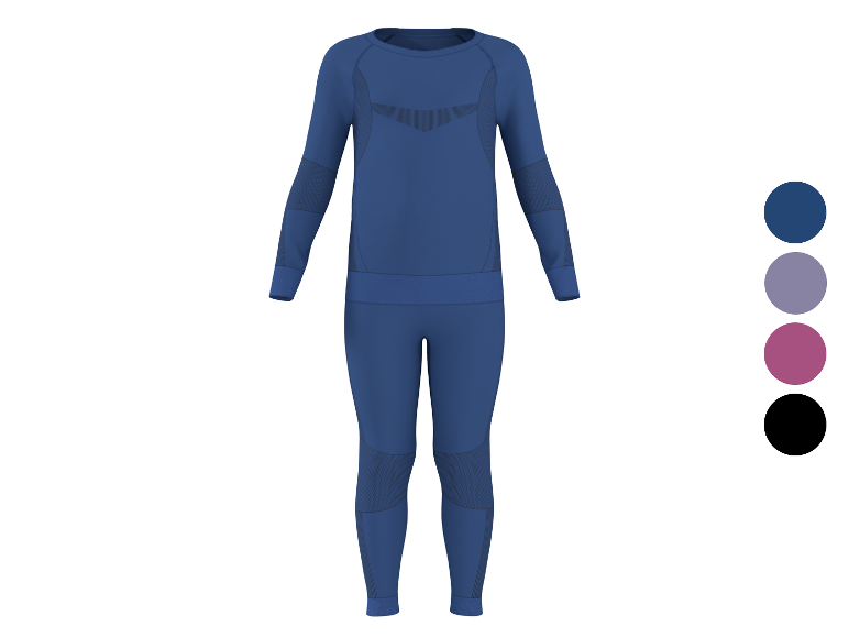 Blauwe thermische ondergoedset voor heren met getextureerde details.