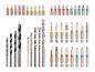 Set boorbits en schroefbits, inclusief hout-, betonboren en bits met diverse uiteinden.