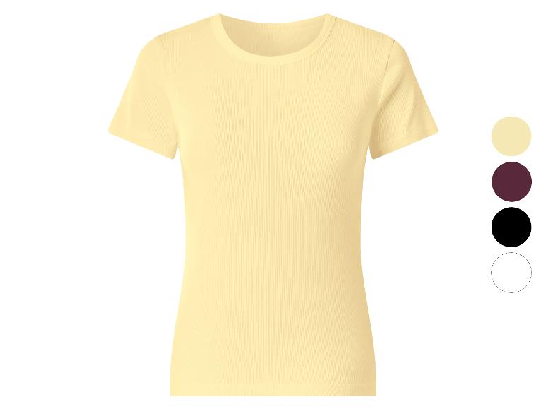 Lichtgeel geribbeld T-shirt met korte mouwen en kleuropties