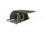 Een groene easy camp tent met luifel.