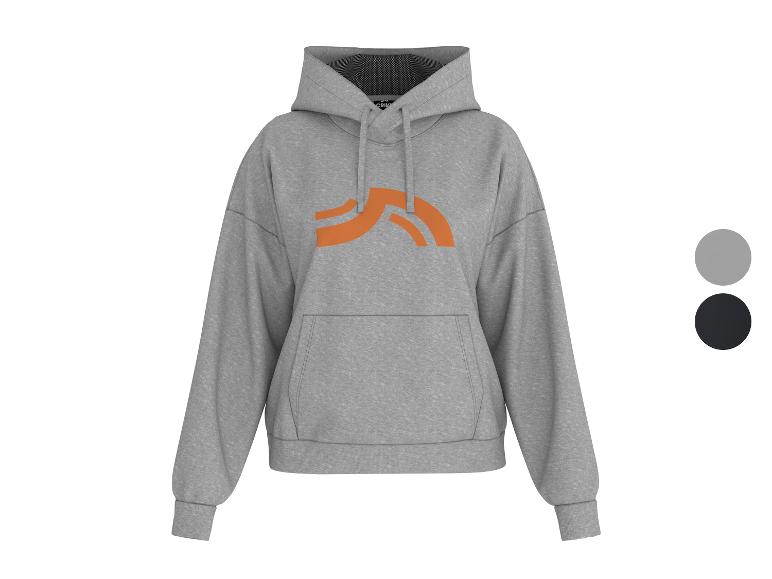 Grijze hoodie met een oranje patroon op de borst, met kleuropties.