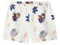Witte meisjes short met cartoonfiguren en bloemenprint.