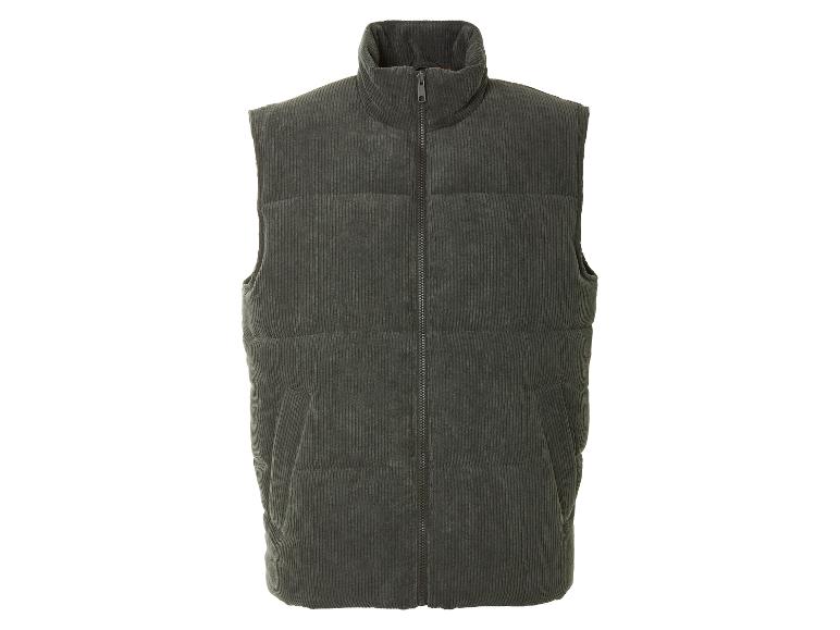 Een donkergroen corduroy vest.