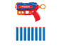 Een Playtive speelgoedpistool met blauwe en rode darts.