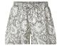 Dames shorts met bloemen- en paisleyprint in grijs en wit.