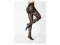 Zwarte transparante panty voor dames met corrigerend effect op een witte achtergrond.