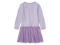 Paarse meisjesjurk met lange mouwen en tule rok.