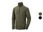 Een groene fleece trui met rits van het merk Parkside.