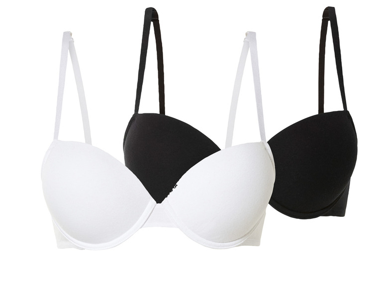 Twee zwarte en witte bh's.