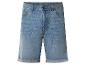 Lichtblauwe heren denim shorts met omgeslagen pijpen.