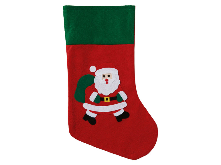 Rode kerstsok met een gestikte kerstman.