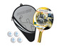 Een Donic Top Team pingpongbat, vier Donic Schildkröt Prestige 40+ ballen en een tas.