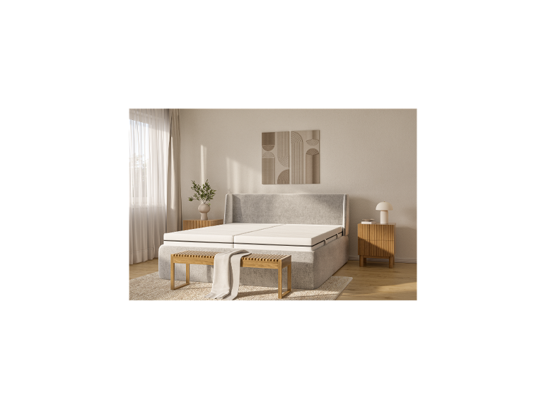 LIVARNO HOME comfortschuimmatras op een modern tweepersoonsbed.
