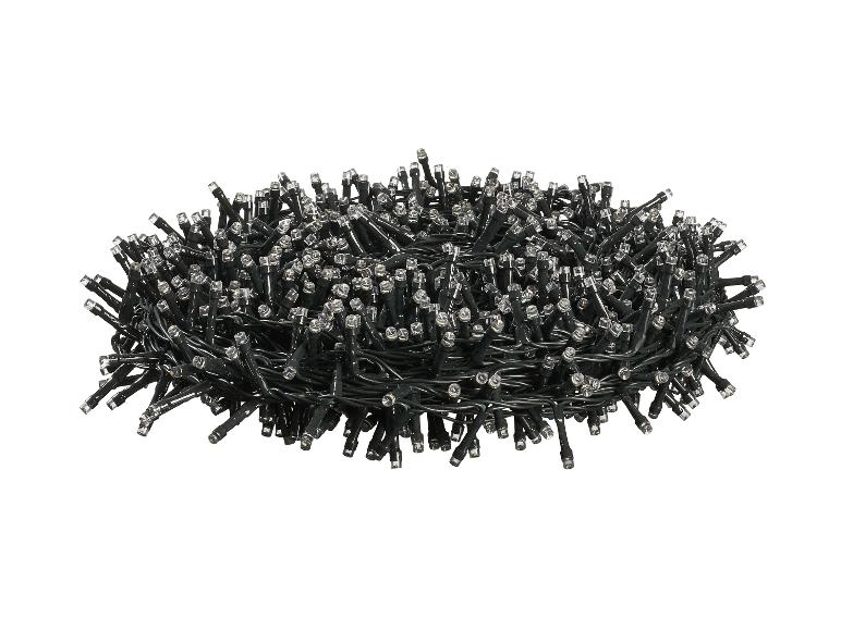 LED-lichtslinger met zwarte kabel, opgerold.
